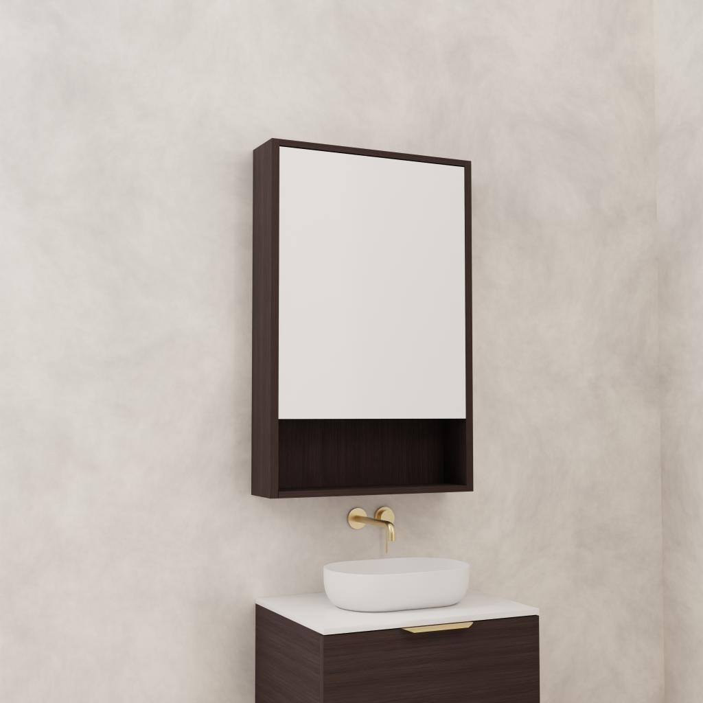 Carini - 600mm Espresso Oak Shaving Cabinet