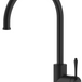 Mica Heritage Gooseneck Sink Mixer in matte black with a curved spout and lever handle.