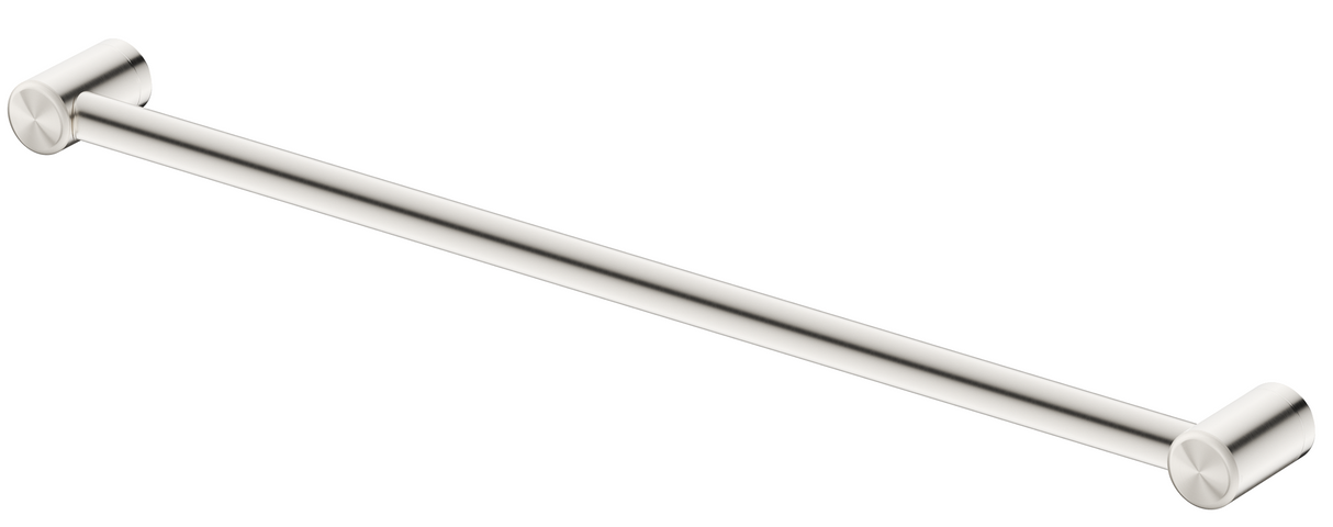 Mica Care 900mm horizontal DDA-compliant grab rail in brushed nickel on a white background.