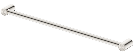 Mica Care 900mm horizontal DDA-compliant grab rail in brushed nickel on a white background.