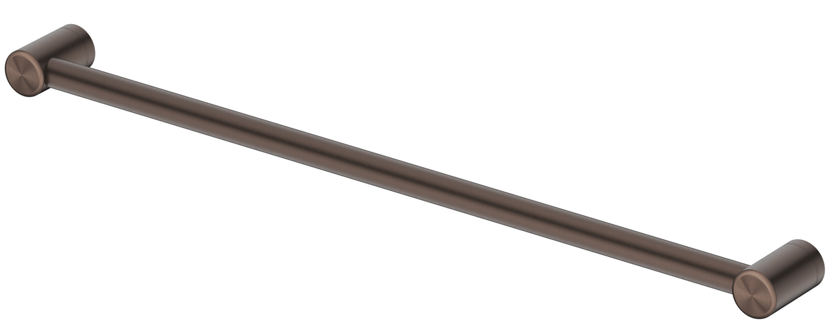 Mica Care 900mm horizontal DDA-compliant grab rail in Dusk bronze on a white background.