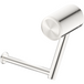 Mica Care heavy-duty toilet roll holder in brushed nickel on a white background.