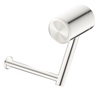 Mica Care heavy-duty toilet roll holder in brushed nickel on a white background.