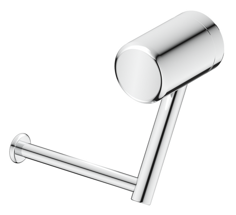 Mica Care heavy-duty toilet roll holder in polished chrome on a white background.