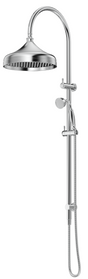 Mica Heritage Dual Shower Rail in polished chrome with an overhead shower and hand shower.