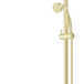 Mica Heritage Dual Shower Rail in French Gold with an overhead shower and hand shower.