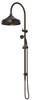 Mica Heritage Dual Shower Rail in Dusk Bronze with an overhead shower and hand shower. 