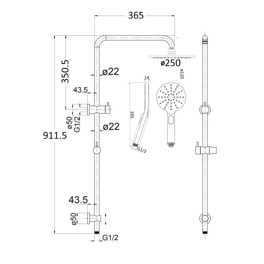 Mica - Dual Shower Rail