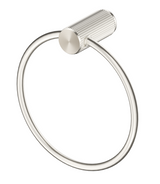 Mica Fluted Towel Ring in brushed nickel with a circular ring and ribbed wall mount. 