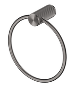 Mica Fluted Towel Ring in gunmetal with a circular ring and ribbed wall mount. 