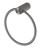 Mica Fluted Towel Ring in gunmetal with a circular ring and ribbed wall mount. 