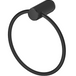 Mica Fluted Towel Ring in black with a circular ring and ribbed wall mount. 