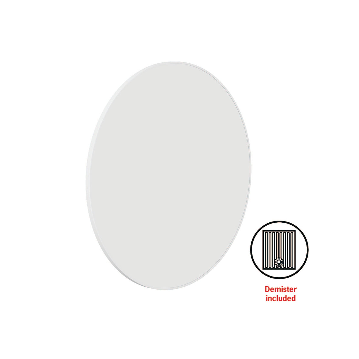 Ablaze - Georgia Round White Framed Mirror - 900mmØ - Includes Mirror Demister