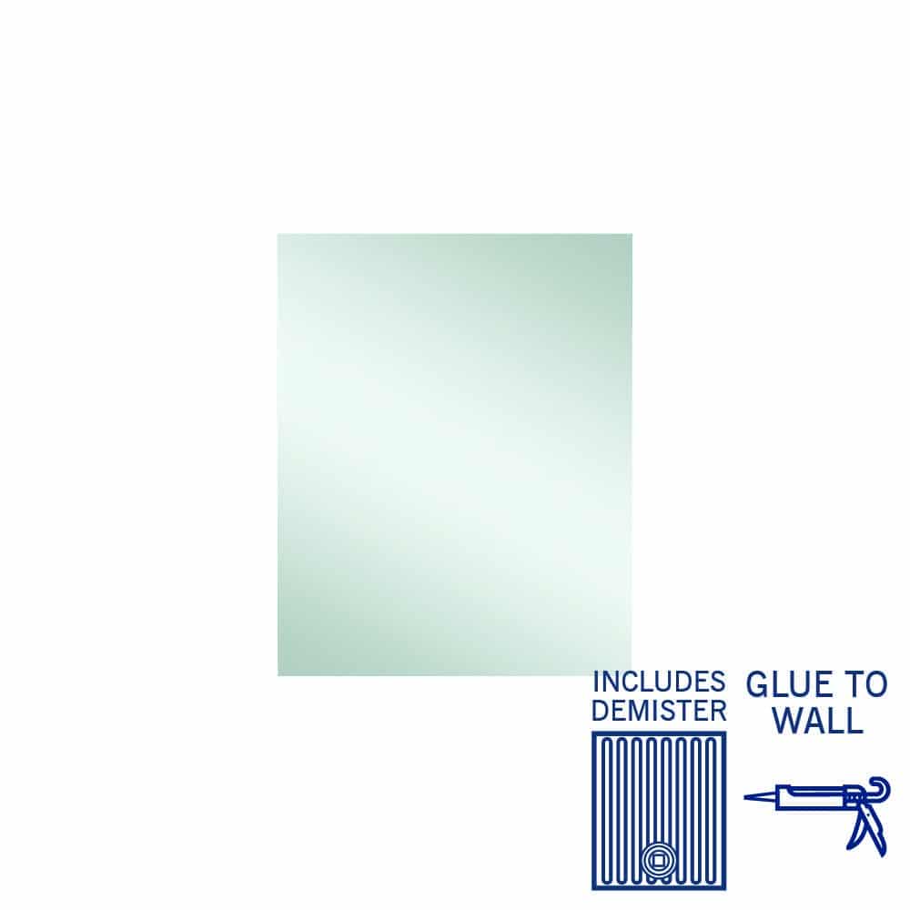 Ablaze - Jackson Rectangle Polished Edge Mirror - 600x750mm Glue-to-Wall and Demister