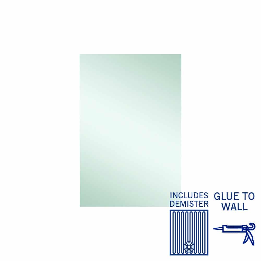 Ablaze - Jackson Rectangle Polished Edge Mirror - 600x900mm Glue-to-Wall and Demister
