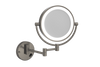 Ablaze - 1 & 5x Magnification Brushed Nickel Wall Mounted Shaving Mirror, 200mm Diameter with Concealed Wiring
