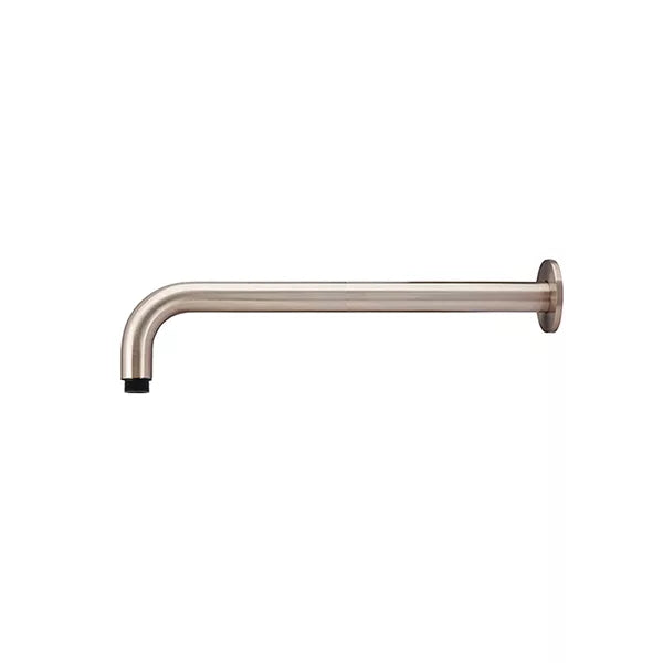 Round - Champagne Wall Shower Curved Arm 400mm