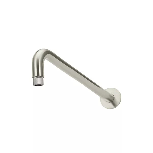 Round - Brushed Nickel Wall Shower Curved Arm 400mm