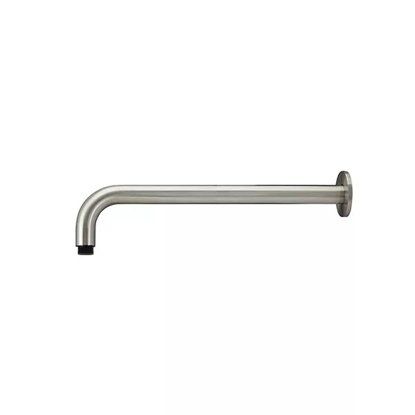 Round - Brushed Nickel Wall Shower Curved Arm 400mm