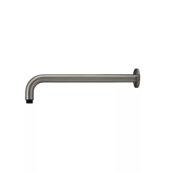 Round - Shadow Gunmetal Wall Shower Curved Arm 400mm