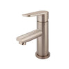 Round - Champagne Basin Mixer w Straight Spout & Paddle Handle