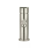 Round - Brushed Nickel Basin Mixer w Straight Spout & Paddle Handle