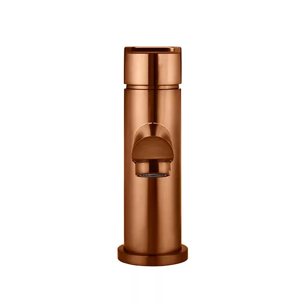 Round - Lustre Bronze Basin Mixer w Straight Spout & Paddle Handle