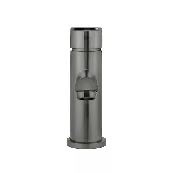 Round - Shadow Gunmetal Basin Mixer w Straight Spout & Paddle Handle