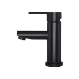 Round - Matte Black Basin Mixer w Straight Spout & Paddle Handle