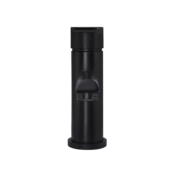 Round - Matte Black Basin Mixer w Straight Spout & Paddle Handle