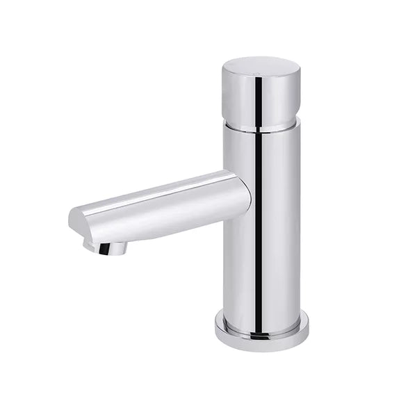 Round - Polished Chrome Basin Mixer w Straight Spout & Pinless Handle