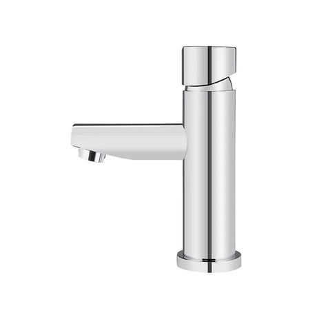 Round - Polished Chrome Basin Mixer w Straight Spout & Pinless Handle