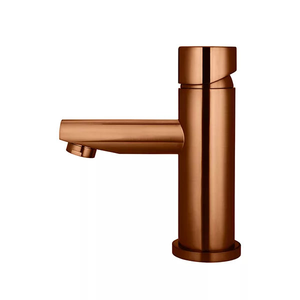 Round - Lustre Bronze Basin Mixer w Straight Spout & Pinless Handle