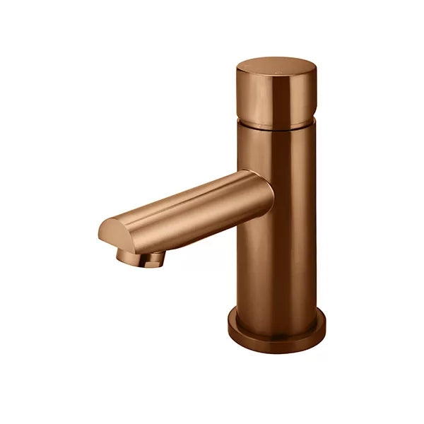 Round - Lustre Bronze Basin Mixer w Straight Spout & Pinless Handle