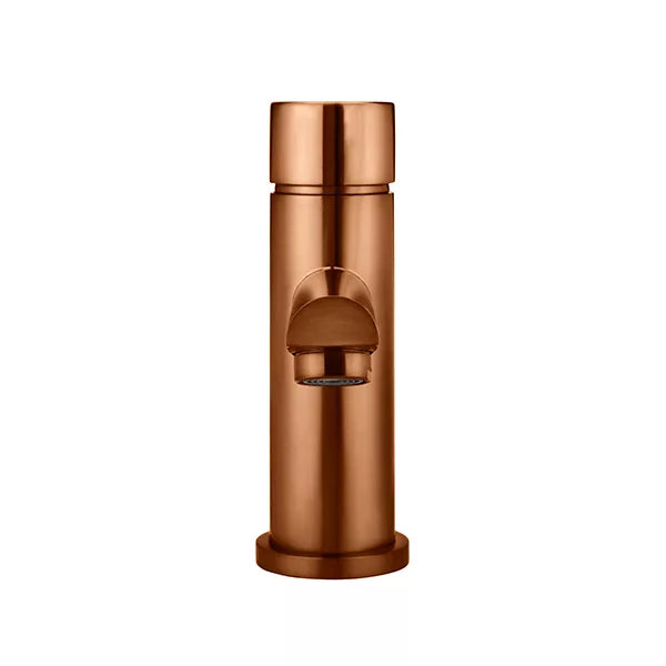 Round - Lustre Bronze Basin Mixer w Straight Spout & Pinless Handle