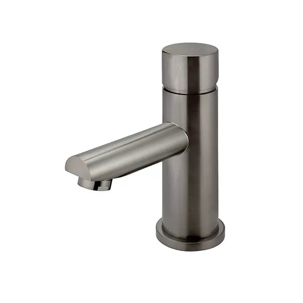 Round - Shadow Gunmetal Basin Mixer w Straight Spout & Pinless Handle