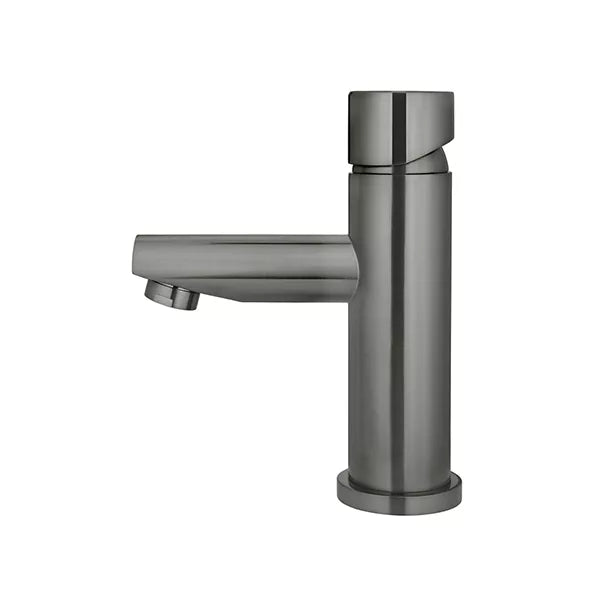 Round - Shadow Gunmetal Basin Mixer w Straight Spout & Pinless Handle