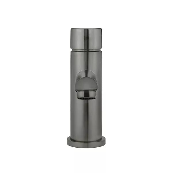 Round - Shadow Gunmetal Basin Mixer w Straight Spout & Pinless Handle