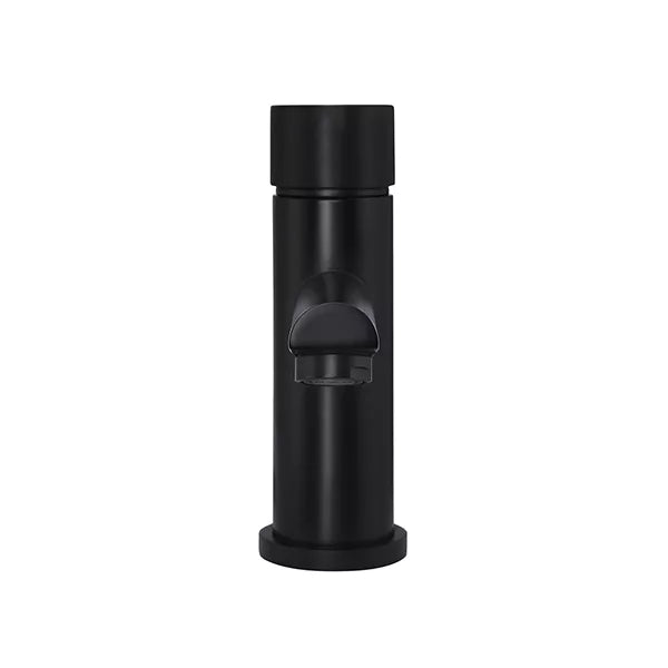 Round - Matte Black Basin Mixer w Straight Spout & Pinless Handle
