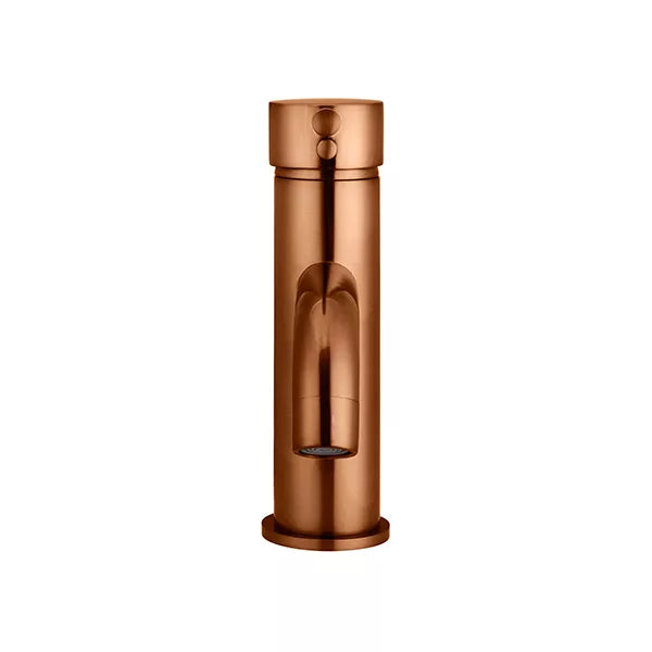 Round - Lustre Bronze Basin Mixer w Curved Spout