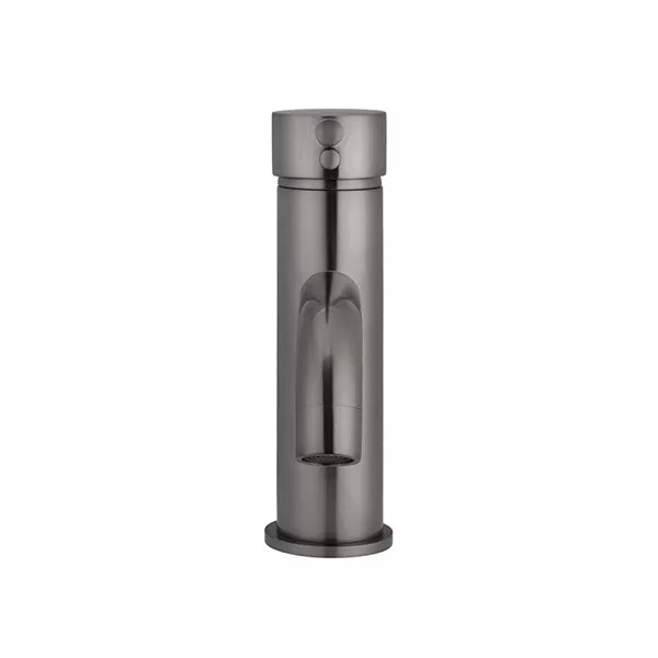 Round - Shadow Gunmetal Basin Mixer w Curved Spout