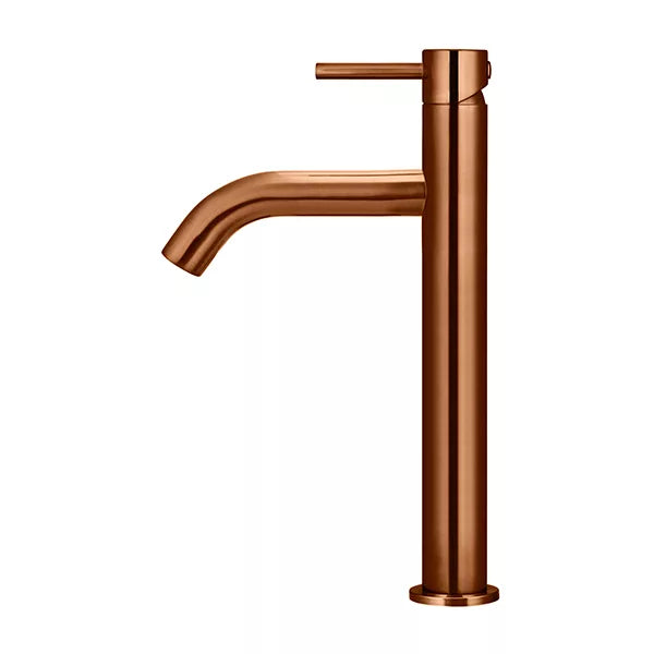 Piccola - Lustre Bronze Tall Basin Mixer with 130mm Curved Spout