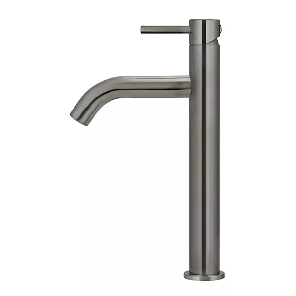Piccola - Shadow Gunmetal Tall Basin Mixer with 130mm Curved Spout