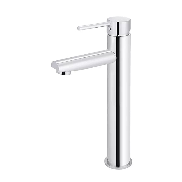 Round - Polished Chrome Tall Basin Mixer with Straight Spout