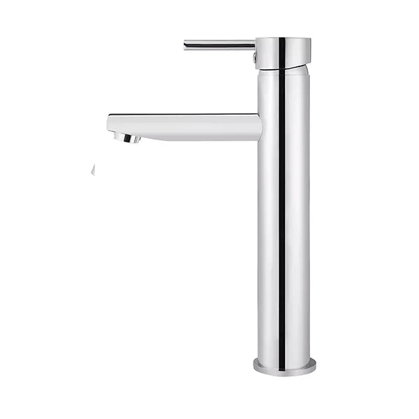 Round - Polished Chrome Tall Basin Mixer with Straight Spout