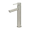 Round - Brushed Nickel Tall Basin Mixer with Straight Spout
