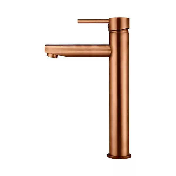 Round - Lustre Bronze Tall Basin Mixer with Straight Spout