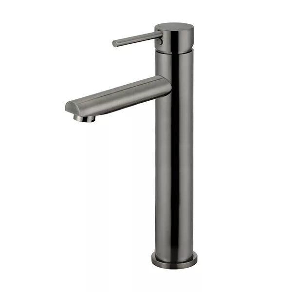 Round - Shadow Gunmetal Tall Basin Mixer with Straight Spout