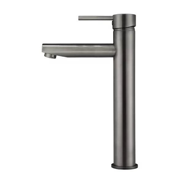Round - Shadow Gunmetal Tall Basin Mixer with Straight Spout
