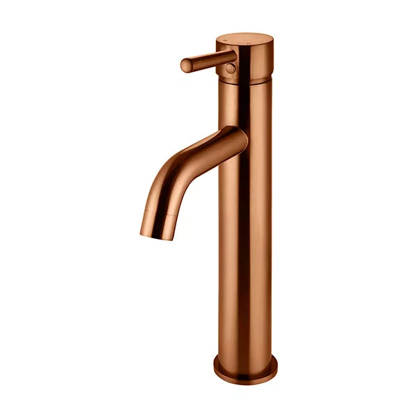 Round - Lustre Bronze Tall Basin Mixer with Curved Spout